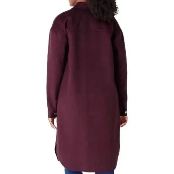 J. Jill Pure Jill Fleece Button Up Sweater Coat Burgundy Wine Size M Medium - Picture 2 of 9